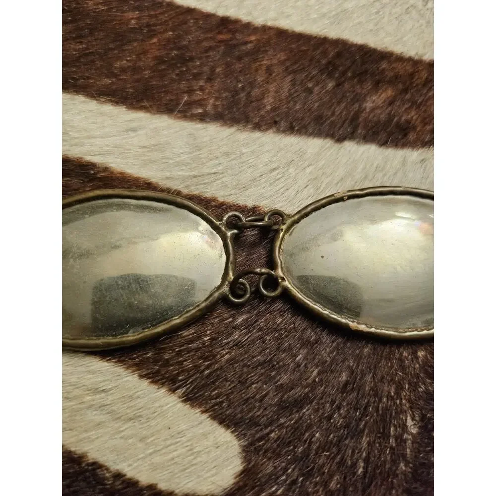 Vintage Silver Tone Brass Inlay Concho Chain Belt Oval Links Western 39